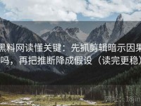 黑料网读懂关键：先抓剪辑暗示因果吗，再把推断降成假设（读完更稳）