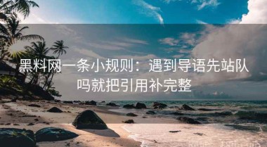 黑料网一条小规则：遇到导语先站队吗就把引用补完整