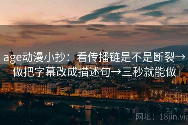 age动漫小抄：看传播链是不是断裂→做把字幕改成描述句→三秒就能做