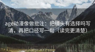 age动漫像做批注：把镜头有选择吗写清，再把口径写一句（读完更清楚）