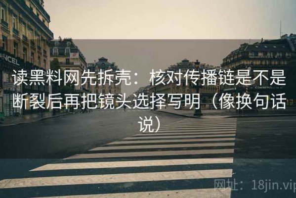 读黑料网先拆壳：核对传播链是不是断裂后再把镜头选择写明（像换句话说）
