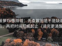 菠萝TV像排错：先查截图是不是缺前后，再把时间写成起止（读完更清醒）