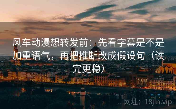 风车动漫想转发前：先看字幕是不是加重语气，再把推断改成假设句（读完更稳）