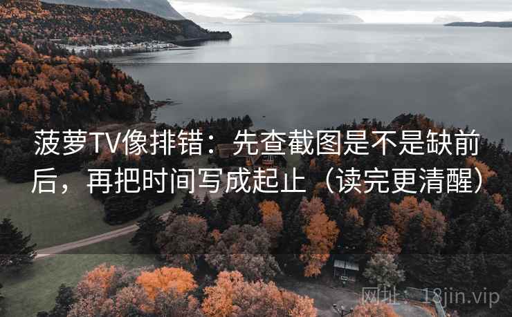 菠萝TV像排错：先查截图是不是缺前后，再把时间写成起止（读完更清醒）